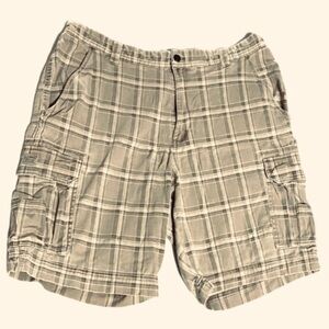 Red Head Y2K Cargo Shorts Plus Size Men 42 Green Plaid Mid Rise